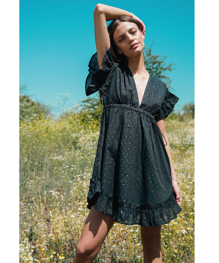 VESTIDO PAEZ NEGRO COBRE